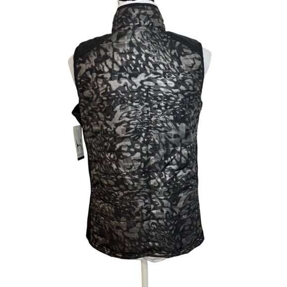 Hannah Womens Fashion Vest Size S Sleeveless Black Gray Cheetah Print Zip Up - Picture 2 of 13